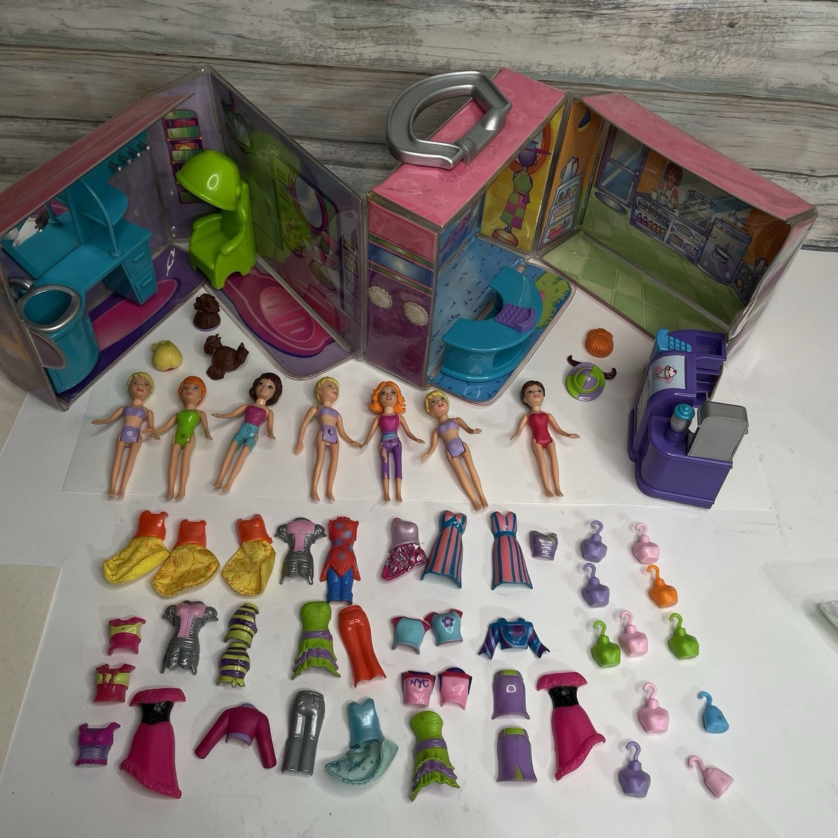 Polly Pocket Doll Clothes Playset Lot Fashion Boutique Beauty Shop