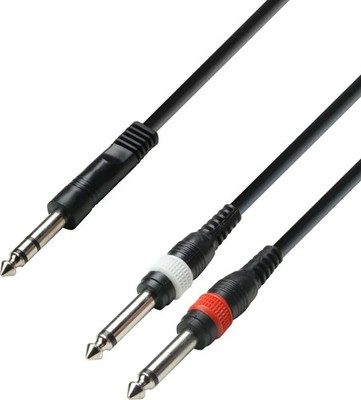 Adam Hall Cables 3 STAR YVPP 0100 - Audio Cable 6.3 mm Jack stereo to 2 x 6.3...
