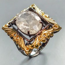 10 ct Design Natural Rutilated Quartz Ring 925 Sterling Silver Size 7 /R445017