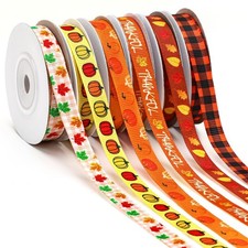 6 Rolls Fall Ribbon 60 Yards 0.4 Inch Orange Yellow Brown
