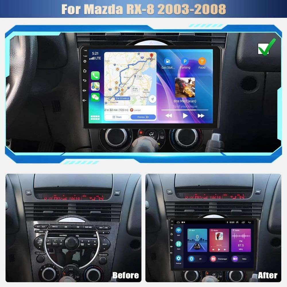 Mazda RX-8 2003-2008 9" Android Auto GPS Navigation 4+64GB WiFi Camera FM Radio