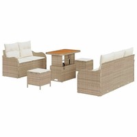 Garten Sofa Set 8 Teilig Mit Stauraum Kissen Beige Creme Lounge MöBel