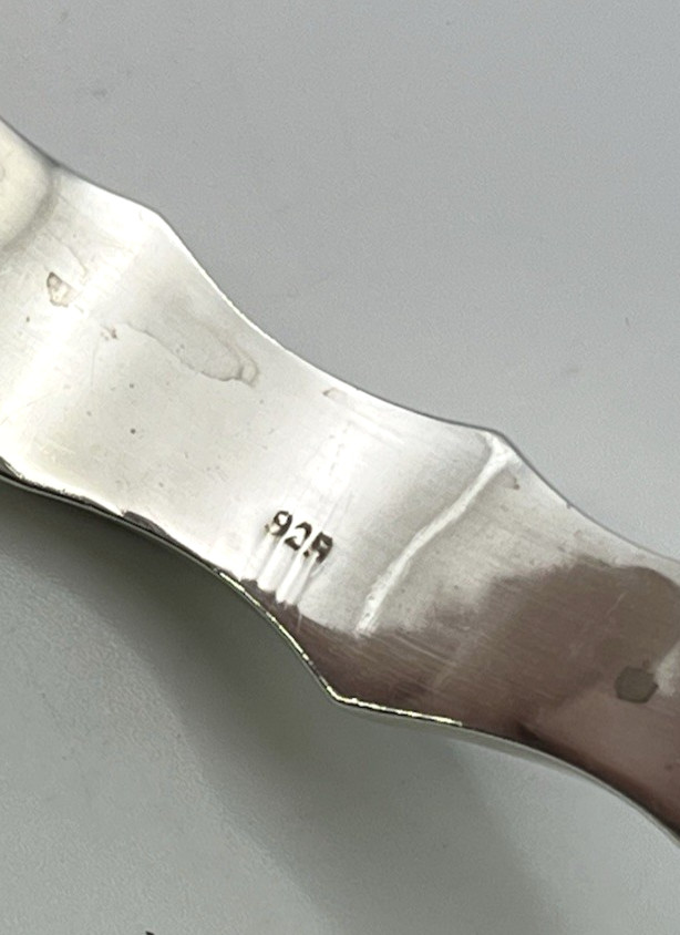 Vtg HINGED BANGLE 925 Solid Sterling Silver BAMBO… - image 7