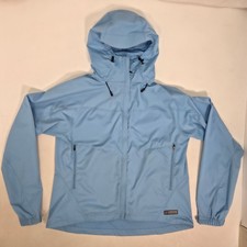 REI Windbreaker Rain Jacket Women  s Light Blue Hooded Full Zip Jacket Size L