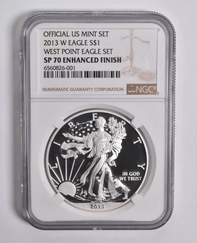 2013-W SP70 ENHANCED Finish American Silver Eagle West Point NGC Brown Lbl *1739