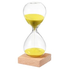 10 Minutes Sand Timer, Sand Watch with Wood Base, Yellow
