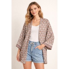 World Market Open Front Kimono OS Swim Coverup Boho Lightweight