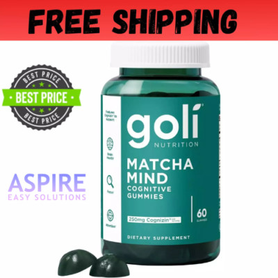 Goli Matcha Mind Gummies - 60 Count - Green Tea Leaves Powder with Cognizin ....