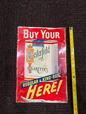 Antique Sign Chesterfield Cigarettes 1950s Metal Sign Regular & King Size