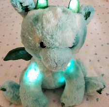 12" FAO Schwarz Glow Brights Plush Dragon Lights Sounds Roars Sewn Eyes WORKS