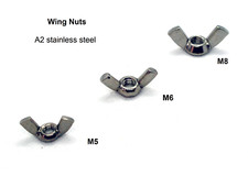 Wing / Butterfly Nuts M5 M6 M8 A2 Stainless Steel 5mm 6mm 8mm inner diameter