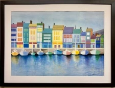 Elizabeth Horowitz "Henfleur Harbor in Harmony" Framed Plate Signed Art NEW