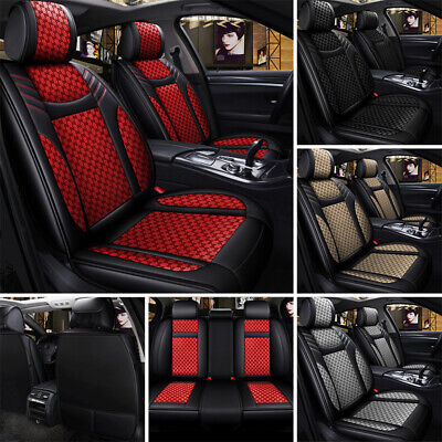 US Car Leather+Flax Seat Covers For Hyundai Elantra Sonata ix35 Kia Optima Soul