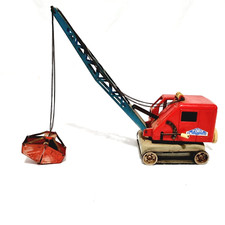 Vintage Tin Toy Ford Excavator Crane Gama 280 Working Red Blue Plant Hire