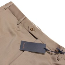 Zanella NWT Dress Pants Size 38 US Devon In Solid Beige / Tan 100 Wool