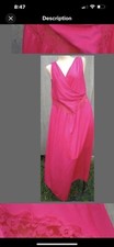 NOS Vtg 80s Vandemere 2x HOT Pink SILKY Nylon Gown USA 96" Full Sweep Hem UNWORN
