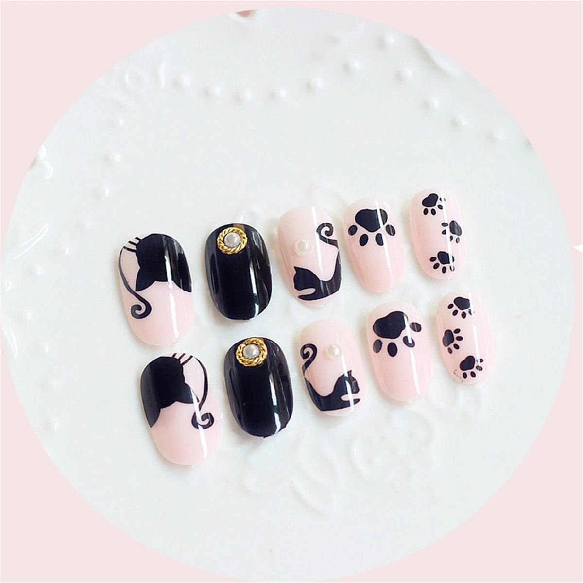 Meninas Fake Nail, Full Cover Girls Press On Fake Nails Cartoon