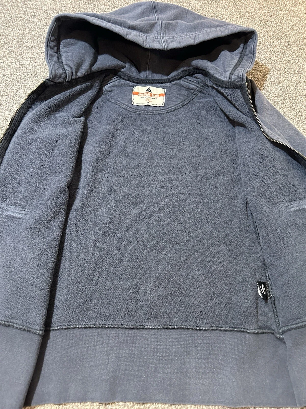 VETEMENTS Felpa con cappuccio American Giant donna M blu navy full zip pesante da lavoro USA cotone