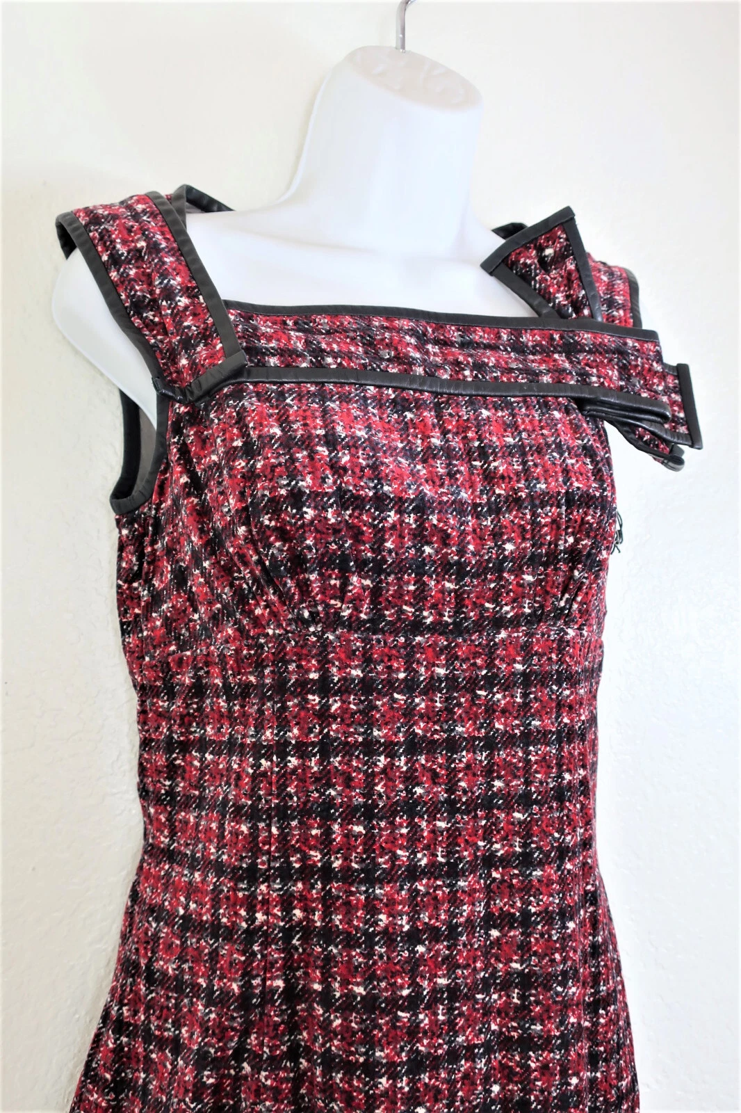 New NWT DSQUARED2 Cotton Leather Trim Bodycon Dress S M 42 4 5 6