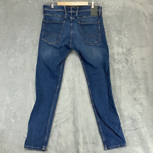 Replay Anbass Jeans Mens W34 L32 Blue Regular Stretch - Picture 7 of 13