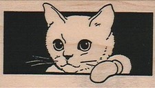 Sad Cat Looking Out Window 1 1/2 x 2 1/4" Rubber Stamp, Cat Stamp, Cat Lover