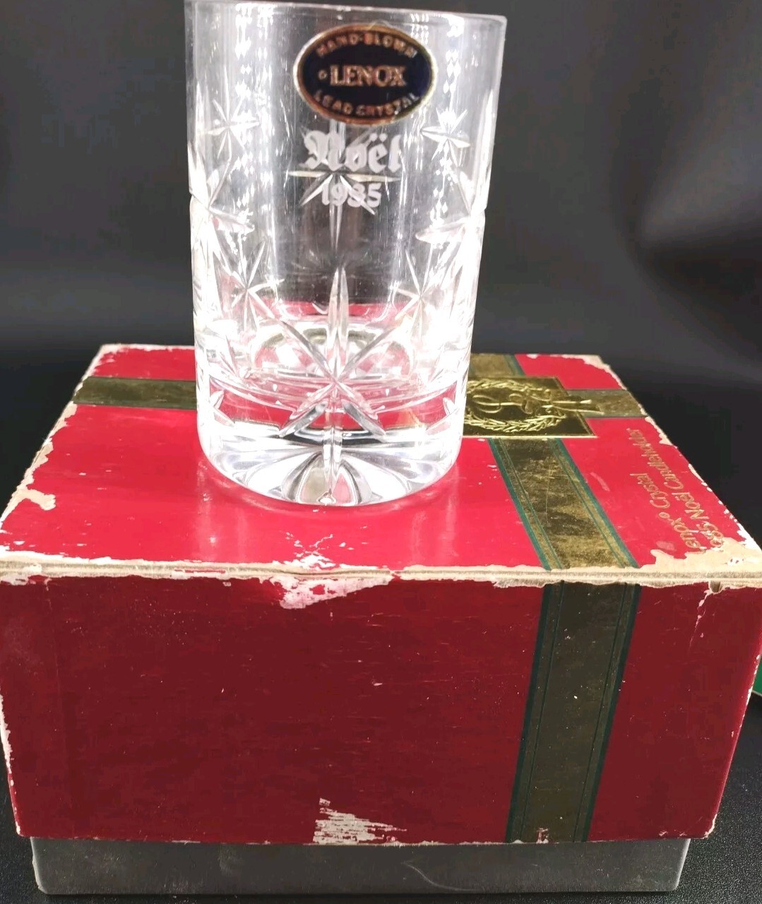 LENOX CRYSTAL 1985 “Noel” Candleholder Hand Blown Crystal Orig Box 3.5"