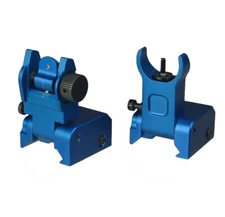 Anodized Blue Picatinny Iron Sight BUIS Front and Rear Flip-Up Sight Set