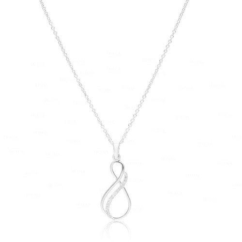 Genuine Diamond Infinity Knot Pendant 14K Gold Fine Jewelry Necklace - Picture 5 of 6