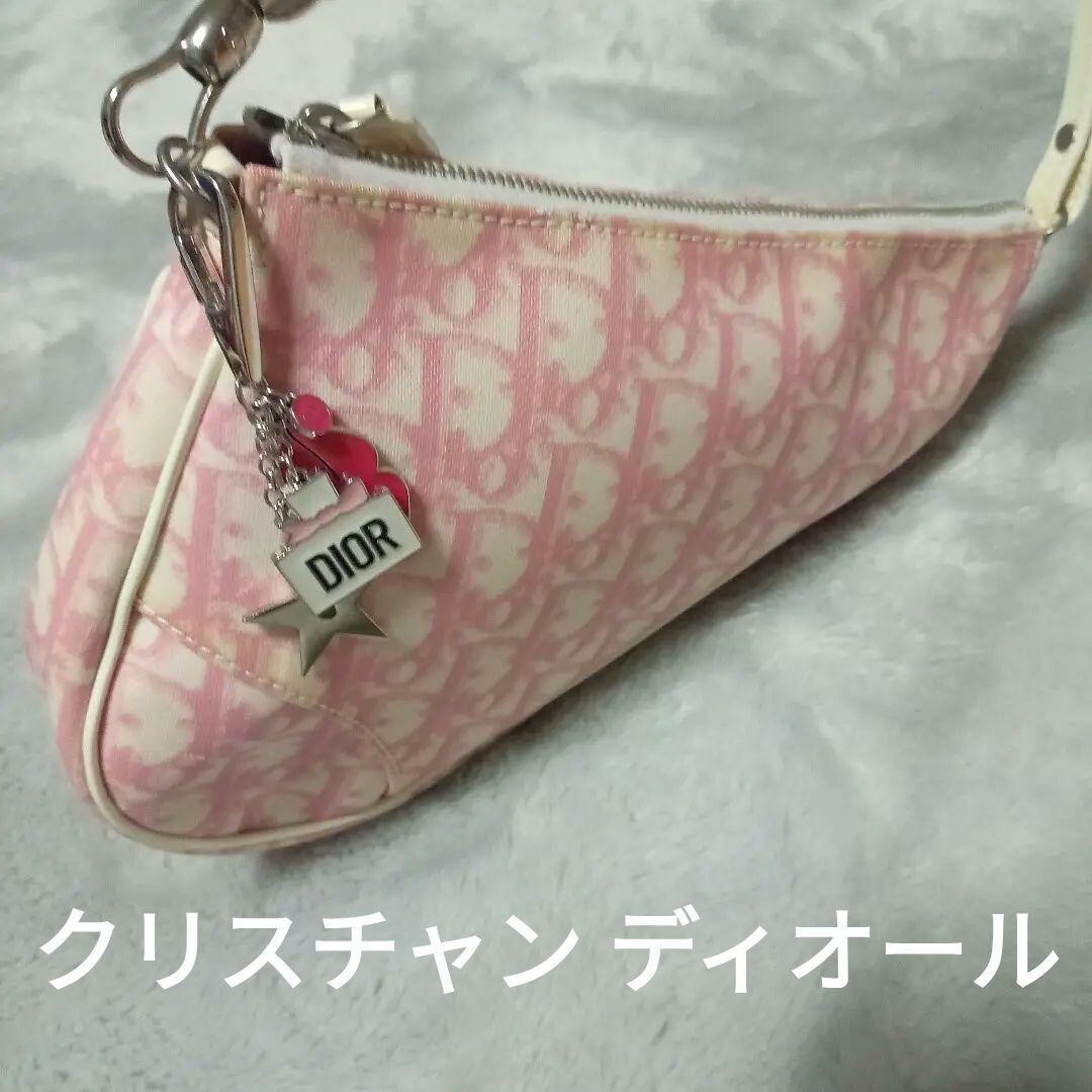 Christian Dior Oblique Saddle Handbag Pink Out of print Fashion