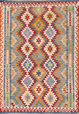 Kilim Kelim Handmade Rugs Flatweave Vibrant Geometric Wool Carpet 4x6 ft
