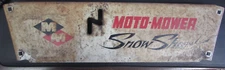 VINTAGE - MOTO-MOWER / SNOW SHARK - HEAVY METAL DISPLAY SIGN - VERY GOOD