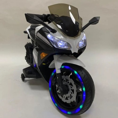 White 12V Kids Ride on Electric Motorcycle with Hand Throttle Race - POSHO - Picture 5 of 12