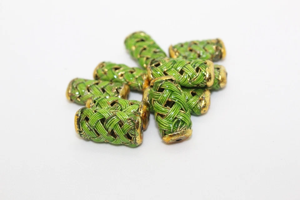 Cuentas de tubo plano de celosía esmaltada 10 mm x 18 mm x 6 mm, agujero de 1,2 mm, 10 piezas, EN-12, 13, 14, 15 Foto 4 de 4