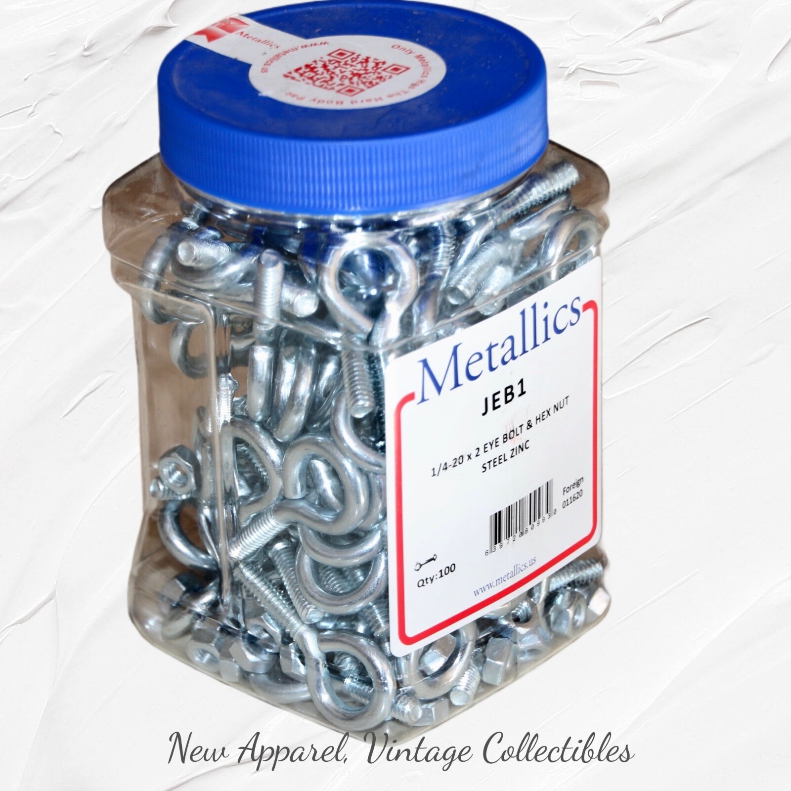 100Pack Metallics JEB1 1/420 X 2" Eye Bolt w/Hex Nut Steel Zinc