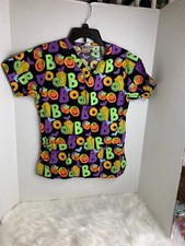 Comfy Cotton Womens Sz XS Scrub Top Shirt Medical Nuse Boo Halloween Pumpkin Bat