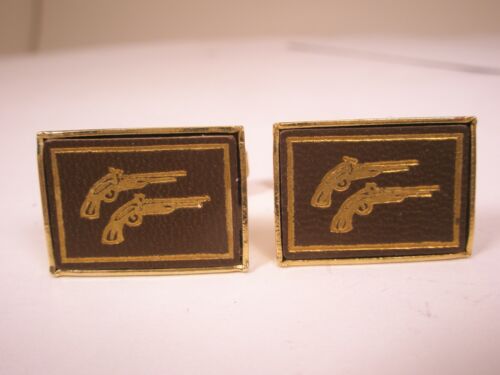 Flintlock Dueling Pistols Vintage Cuff Links gun … - image 1