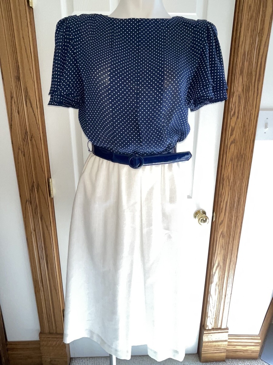 Vintage Checkaberry Women's Dress White Linen Polka Dot Secretary 10 Union  Made | eBay