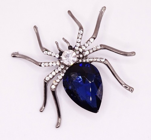 Halloween große Diamant Saphir blaue Spinne Brosche Anstecknadel brandneu KOSTENLOSER VERSAND - Bild 1 von 7