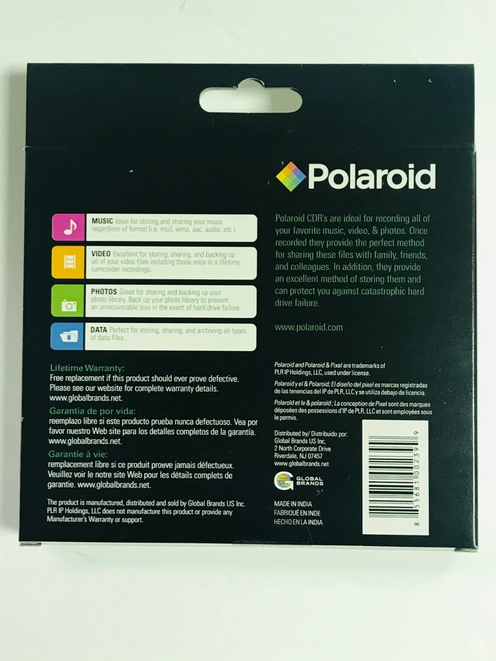 30-Pack, Polaroid CD-RW 700MB 80-Minute 4x Rewritable Media Disc Slim Jewel Case - Image 4 of 4