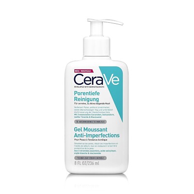 CeraVe Porentiefe Reinigung Gesicht Schäumendes Reinigungsgel 1 x 236 ml
