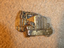 Vintage 1970s Brass Tractor Trailer Truck Belt Buckle 3 1/2" Wide