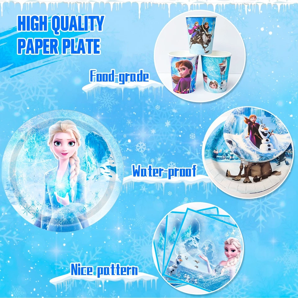 Eiskönigin Party Mädchen Geburtstag Deko Set Party Deko Frozen Teller Tassen - Bild 4 von 4