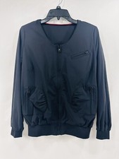 Seven & Five Wind Breaker Women's Size L Black Zipper Scoop Neck Jacket Coat
