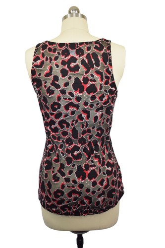 MNG by Mango Tank Top Small Black Red Sequin Animal Print Sleeveless Cotton - Picture 4 of 5