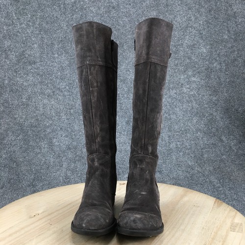 Born Boots Womens 7.5 M Poly Tall Side Zip Riding Boot F32760 Grey Suede Heels - Picture 11 of 23
