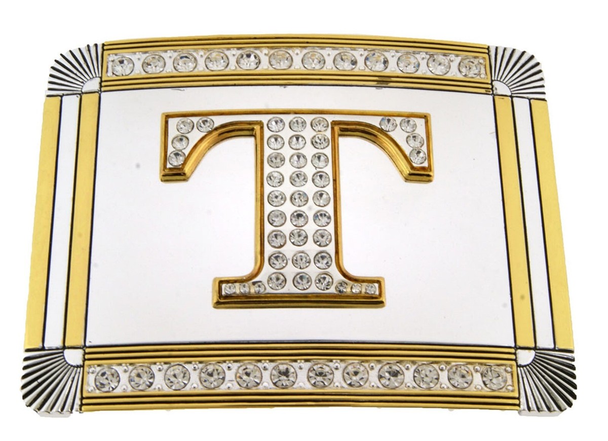 New gold western initial letter T belt Buckle ALL LETTERS AVAILABLE Initial Letter  main image 4
