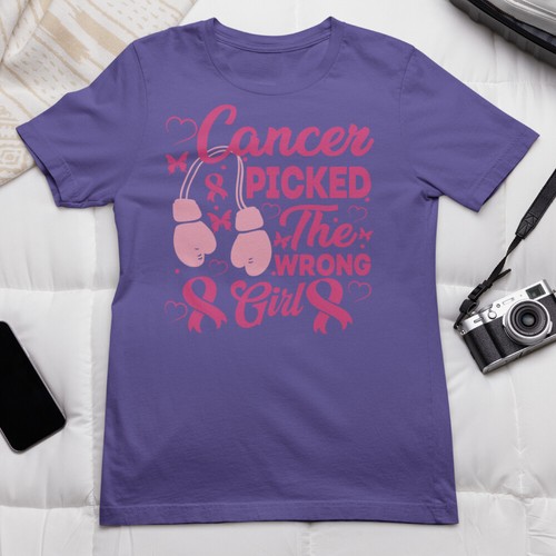 Camiseta Cancer Picked The Wrong Girl Concienciación sobre el cáncer de mama Discursos motivacionales - Imagen 18 de 20