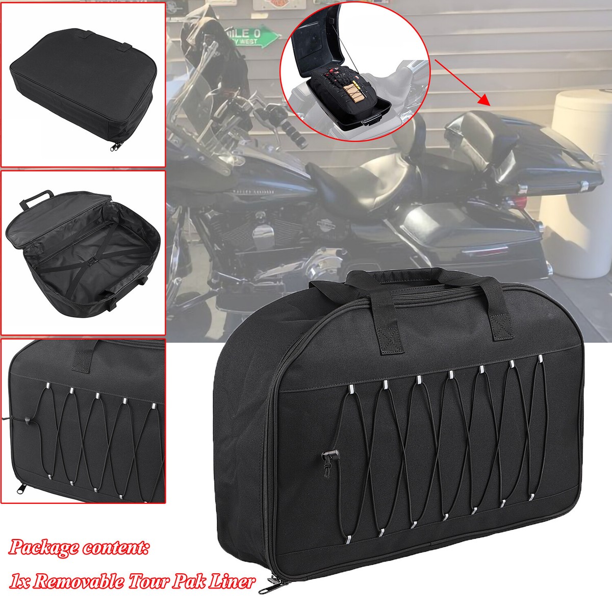 Tour Pack Soft Liners Saddlebag Luggage Bag For Harley Touring