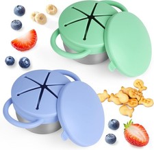 2 Pack Snack Cups Toddlers Spill Proof Detachable Stainless Steel Toddler Snack