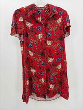 Pre-Owned Alice + Olivia Red Size Small Floral Knee Length Short Sleeve Dress